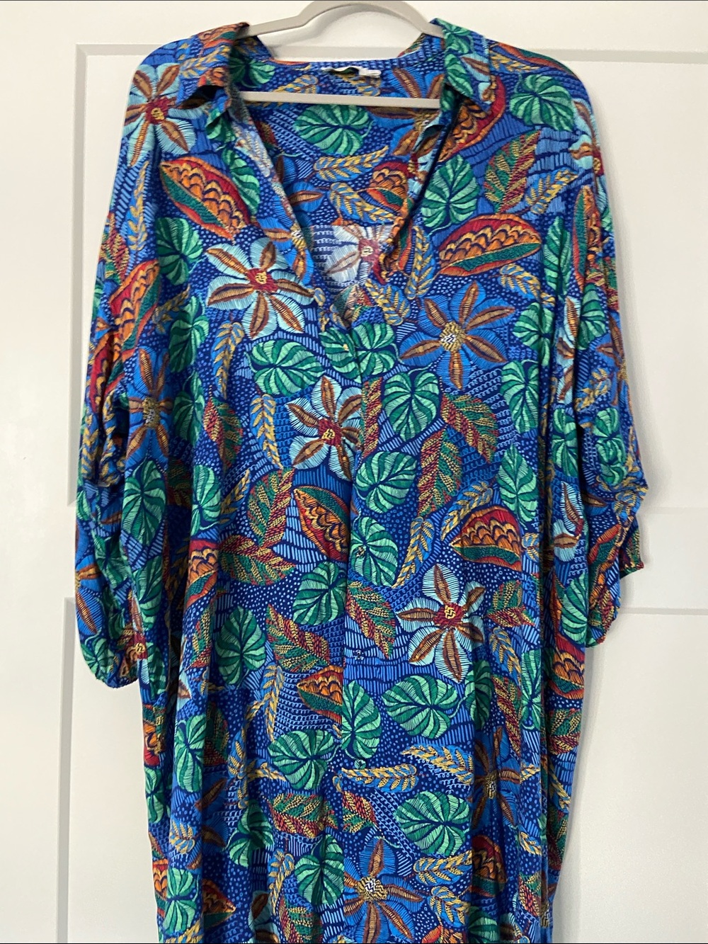 Johnny was Blue Tropical Print Tunic Dress